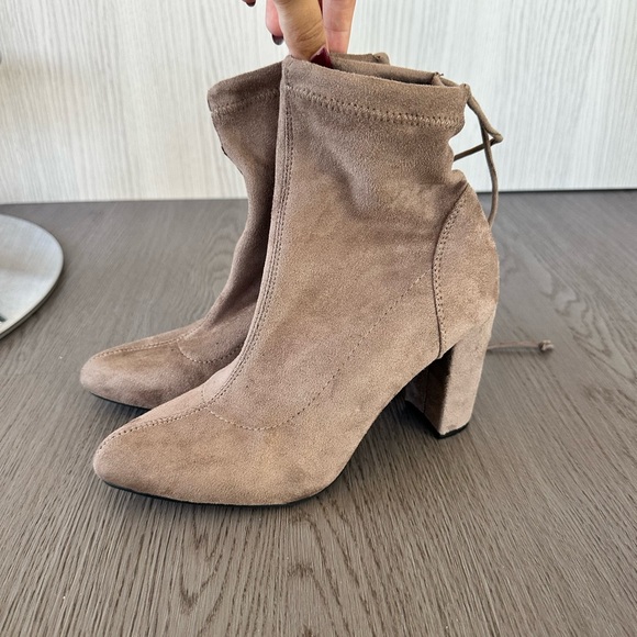 Elegant Suede Ankle Boots in Taupe - Picture 1 of 4